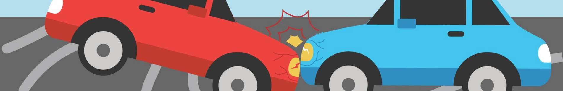 Illustration of two cars that crashed.
